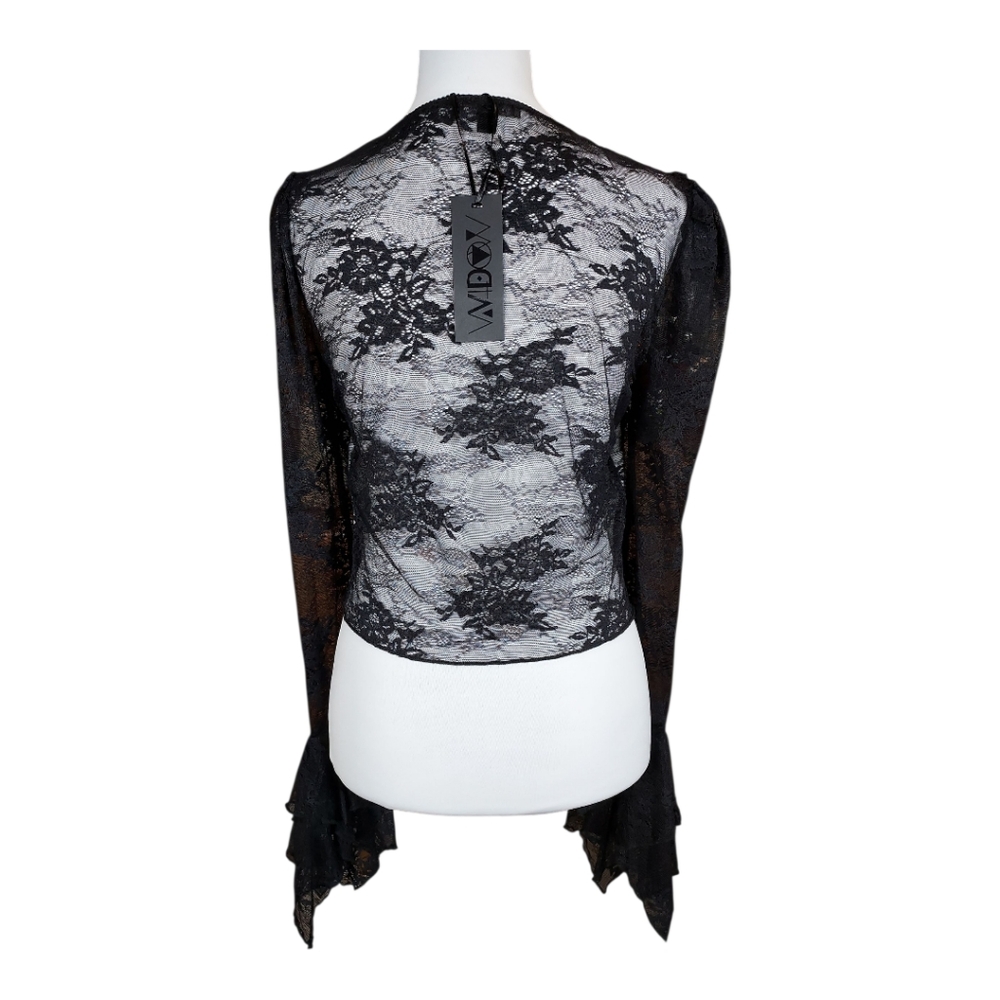 Dolls Kill Widow NWT Goth Whimsigoth Steampunk Coquette Festival Alt Lace Top L - Picture 4 of 10